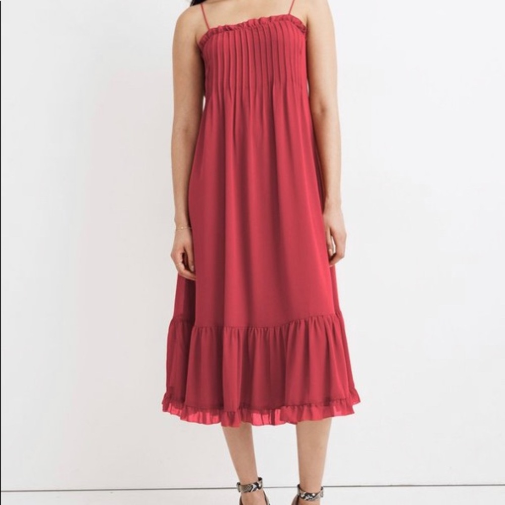 Madewell Pintuck Ruffle Hem Dress